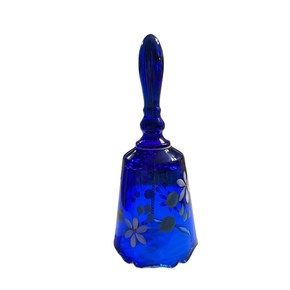 VTG Fenton Glass Colbalt Handpainted Jim Barnum Artist 7" Tall